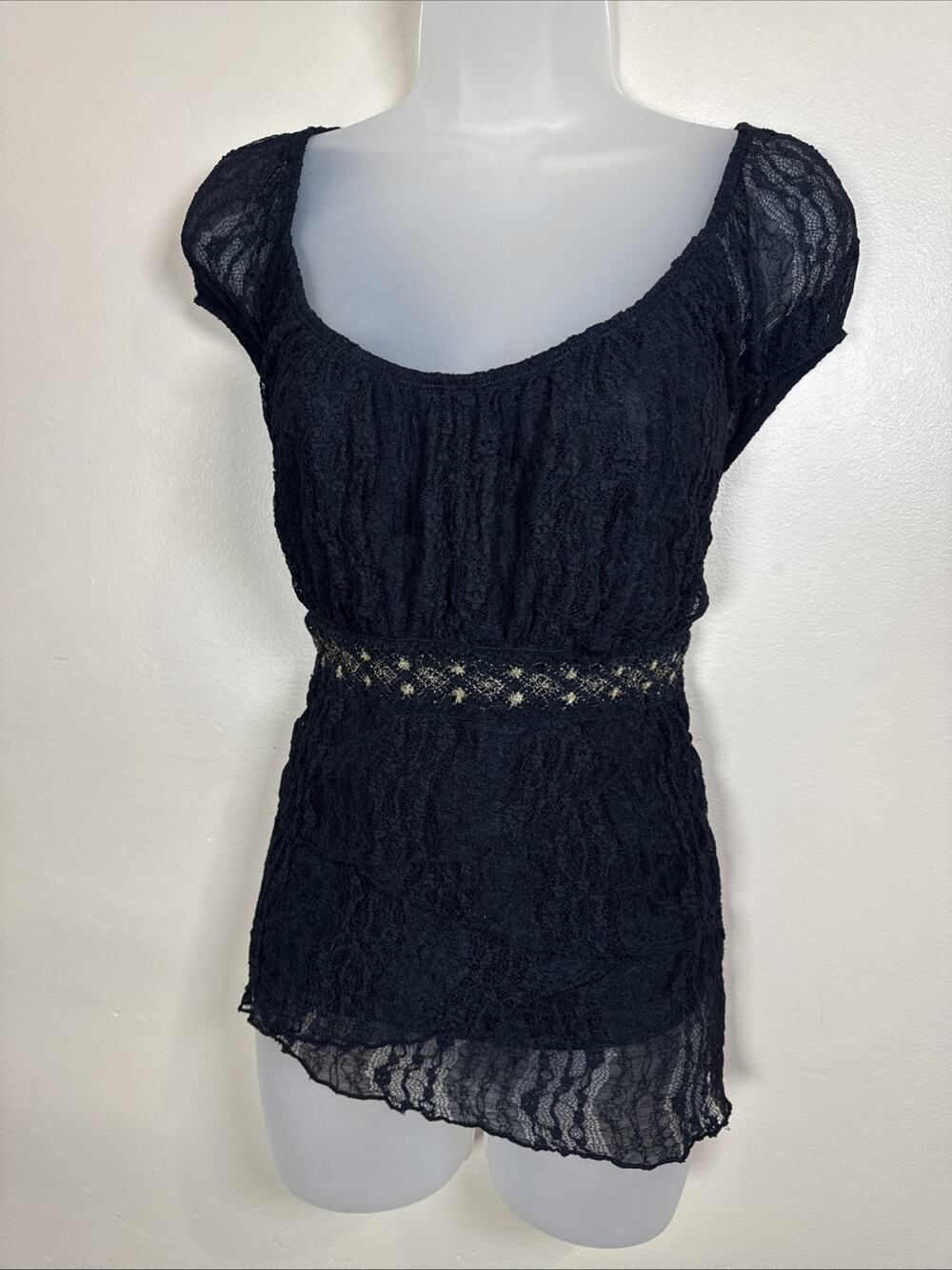 VTG Womens Plus Size Blouse Top Lace Mesh Y2K Babydoll Whimsigoth Witchy 18/20